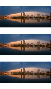 晚霞中的城市风光宽幅大图