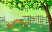 夏季卡通风景插画背景图片
