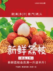 红色荔枝促销海报