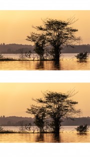 夕阳下的湖光山色素材图片