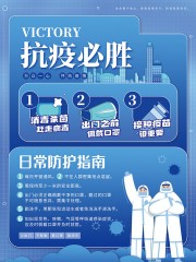 蓝色抗疫必胜海报