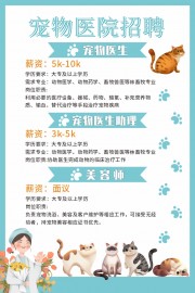 简约宠物医院招聘海报