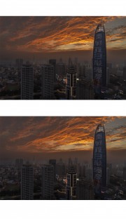 绿地普利中心暮色摄影图
