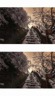 鸡公山冰雪栈道景观图片