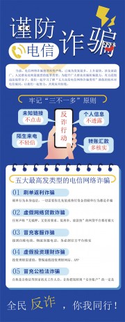 蓝色谨防电信诈骗展架