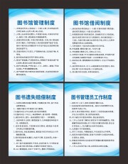 蓝色图书馆制度牌展板