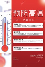 红色夏季预防中暑海报
