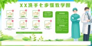 绿色清新洗手七步骤教学图展板