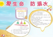 手绘卡通防溺水手抄报