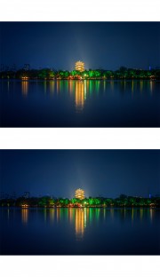 济南大明湖夜色摄影图