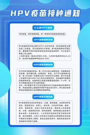 蓝色渐变HPV疫苗接种通知海报