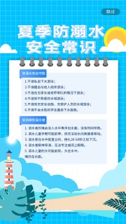 夏季防溺水安全知识H5海报图片素材