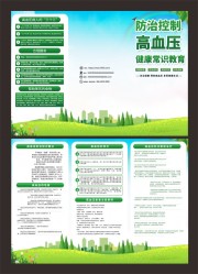 绿色清新防治高血压健康常识三折页