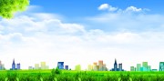 城市草地展板背景图片下载