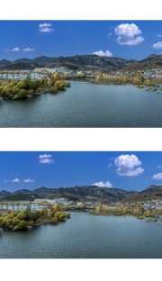 山下湖畔秋色美景图
