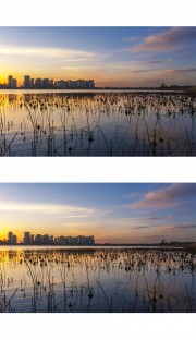济南华山湖冬季日落景色