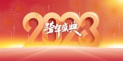 2023大气兔年喜庆年会展板