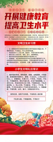 健康教育卫生水平宣传展架图片模板