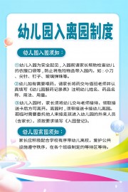 蓝色简约幼儿园入离园制度展板