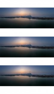宽幅聊城南门水桥日出全景图
