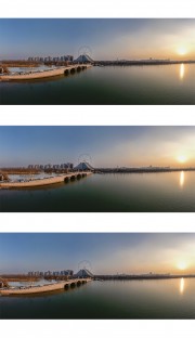 聊城南门水桥日落全景图