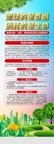 蓝色控烟禁烟知识科普易拉宝