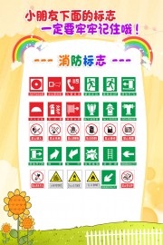 幼儿园卡通消防标志海报图片素材