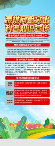 手绘清新预防腰间盘突出知识展架