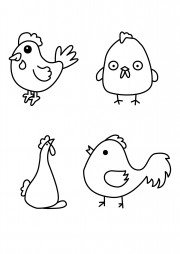 白描卡通小鸡简笔小鸡图片素材