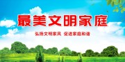 最美文明家庭社区家风标语宣传展板