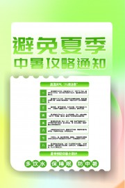 绿色避免夏季中暑攻略海报