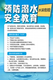 蓝色预防溺水安全教育海报