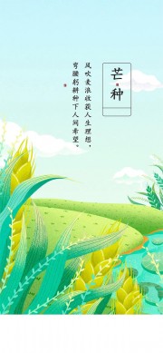 手绘清新芒种宣传海报
