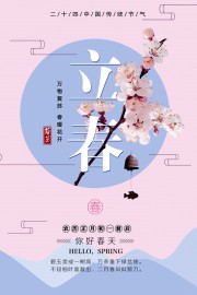 粉色立春节气海报