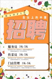 餐厅酒店招聘海报