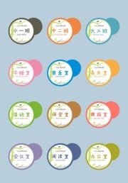 可爱卡通小动物幼儿园圆形班级门牌