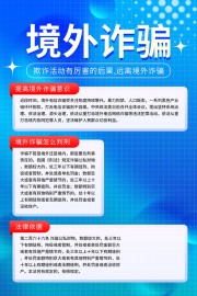 蓝色预防境外诈骗知识海报