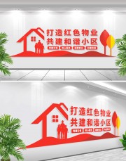 红色物业文化墙