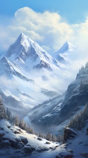 雪山插画素材