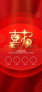 红色简约风喜报海报
