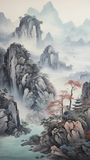 中国风水墨山水画图片素材