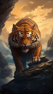 老虎怒吼插画图片