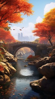 秋天小桥流水风景
