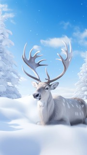 趴在雪上的麋鹿图片