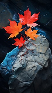 岩石上的红枫图片