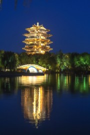 超然楼南丰桥夜景图片