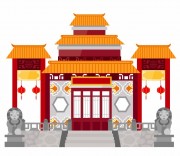 中式建筑矢量插画