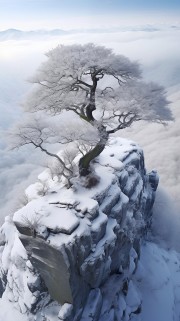雪景下的古树