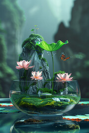鱼缸里的造景图片