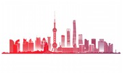渐变色城市剪影图片